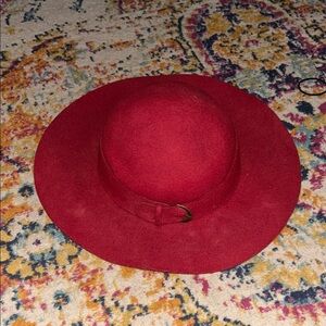 ENGLAND MAJOR  WEAR 100% WOOL  Red Wide-Brim Hat OS
